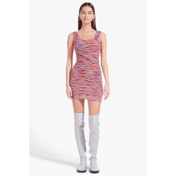 Staud Gardenia Mini Knit Dress xl colorful Barbie - Picture 3 of 12